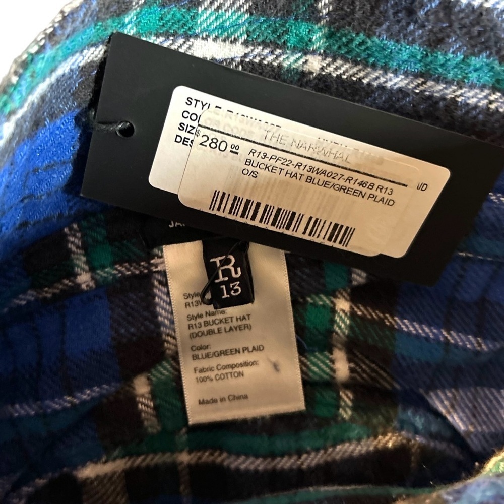 R13 NWT Plaid Bucket Hat - Picture 5 of 6